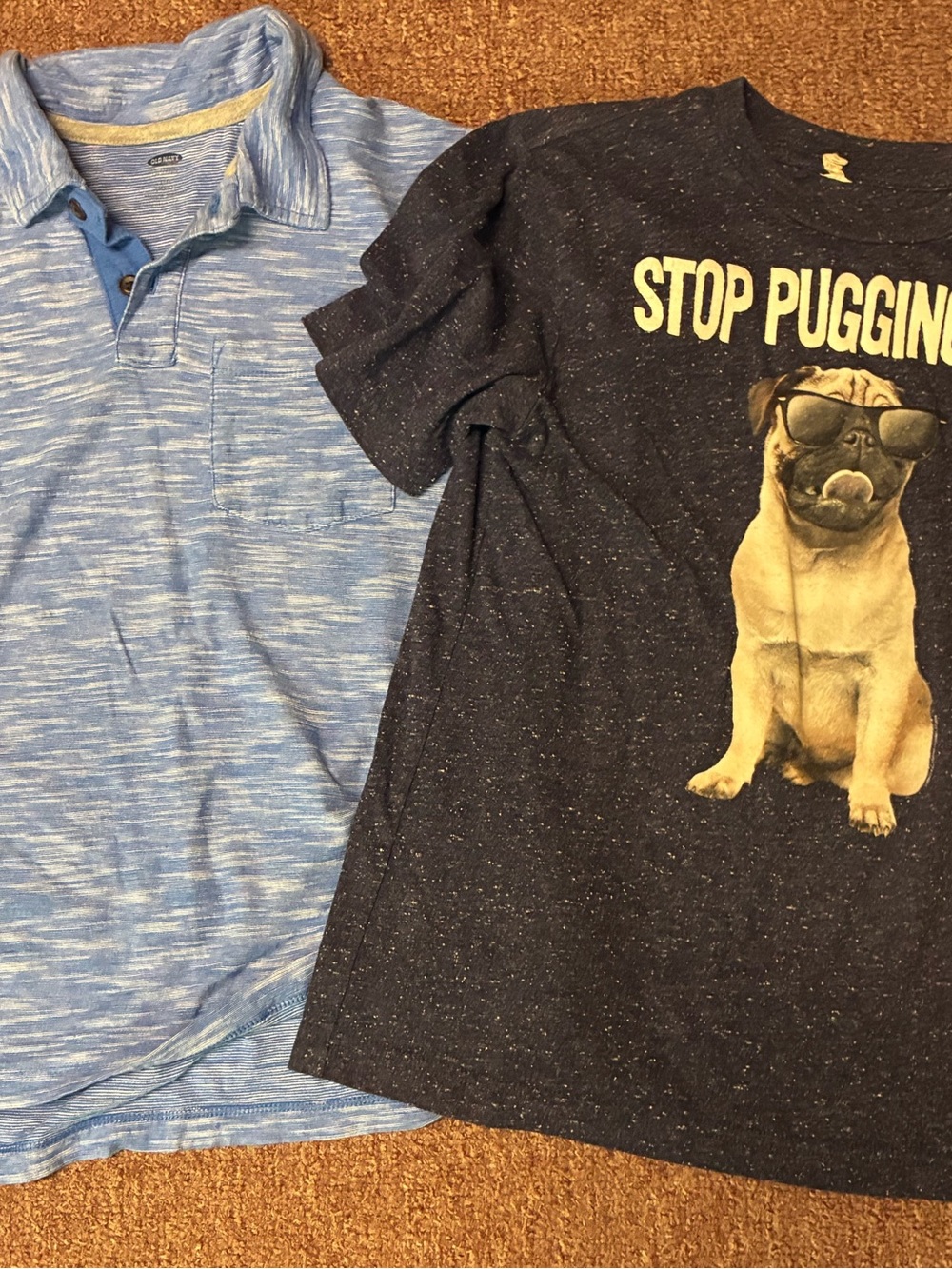 Old Navy Boys Black Graphic Tee & Blue Polo Twin Pack